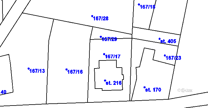 Parcela st. 167/17 v KÚ Tachlovice, Katastrální mapa
