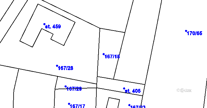 Parcela st. 167/18 v KÚ Tachlovice, Katastrální mapa