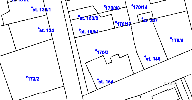 Parcela st. 170/3 v KÚ Tachlovice, Katastrální mapa