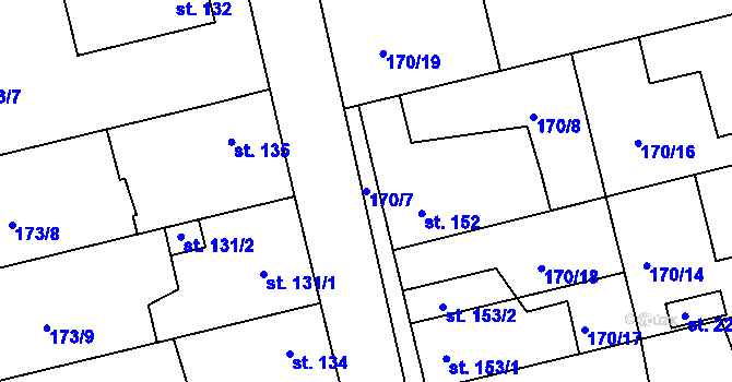 Parcela st. 170/7 v KÚ Tachlovice, Katastrální mapa