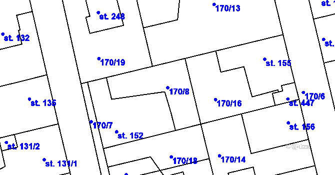 Parcela st. 170/8 v KÚ Tachlovice, Katastrální mapa