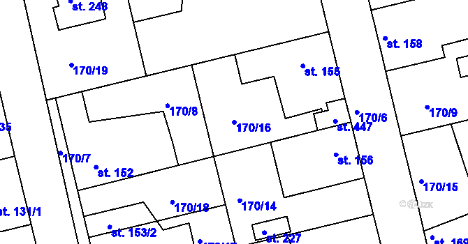 Parcela st. 170/16 v KÚ Tachlovice, Katastrální mapa