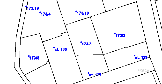 Parcela st. 173/3 v KÚ Tachlovice, Katastrální mapa