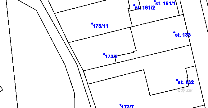 Parcela st. 173/6 v KÚ Tachlovice, Katastrální mapa