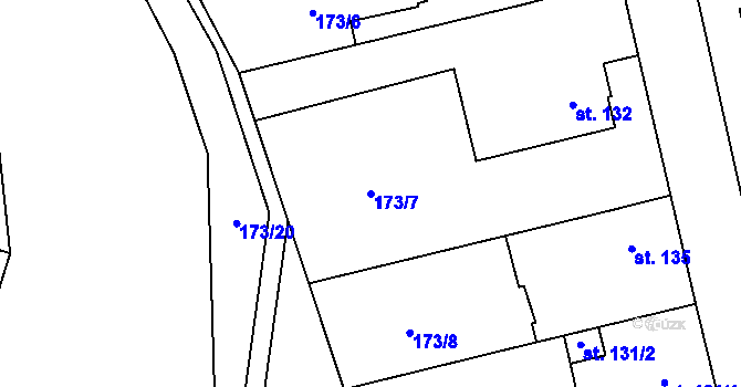 Parcela st. 173/7 v KÚ Tachlovice, Katastrální mapa