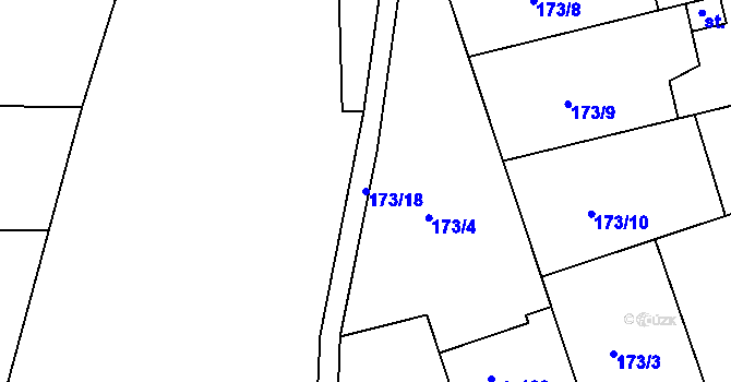 Parcela st. 173/18 v KÚ Tachlovice, Katastrální mapa