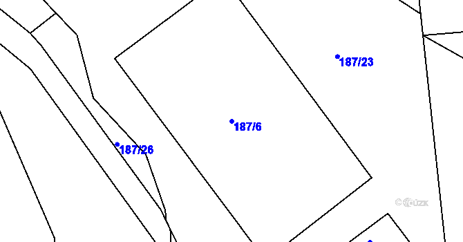 Parcela st. 187/6 v KÚ Tachlovice, Katastrální mapa