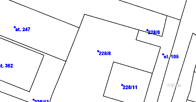 Parcela st. 228/8 v KÚ Tachlovice, Katastrální mapa