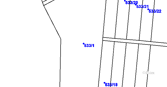 Parcela st. 533/1 v KÚ Tachlovice, Katastrální mapa