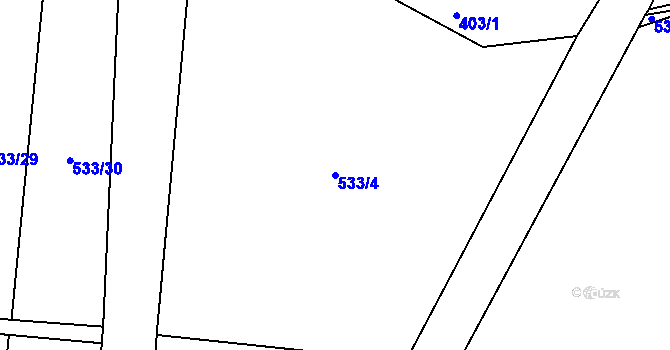 Parcela st. 533/4 v KÚ Tachlovice, Katastrální mapa