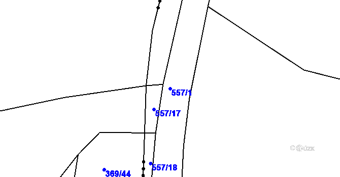 Parcela st. 557/1 v KÚ Tachlovice, Katastrální mapa