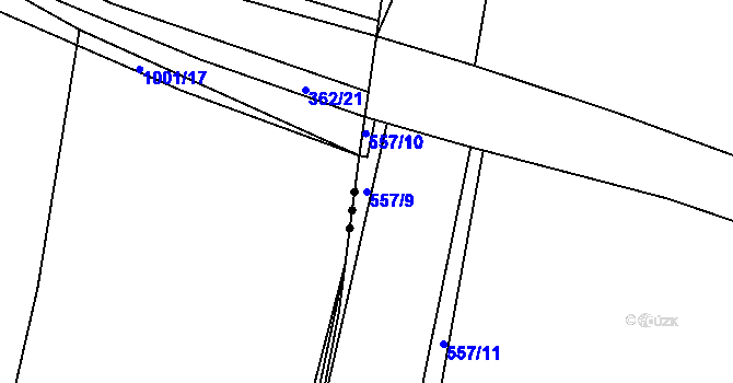 Parcela st. 557/9 v KÚ Tachlovice, Katastrální mapa