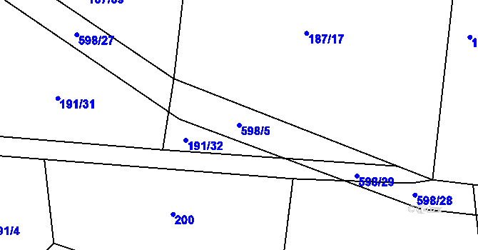 Parcela st. 598/5 v KÚ Tachlovice, Katastrální mapa