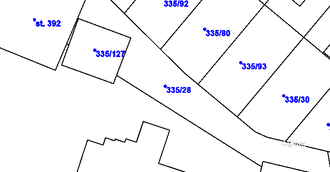 Parcela st. 335/28 v KÚ Tachlovice, Katastrální mapa