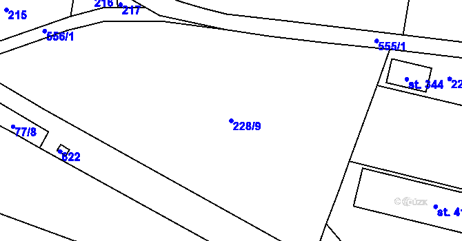 Parcela st. 228/9 v KÚ Tachlovice, Katastrální mapa