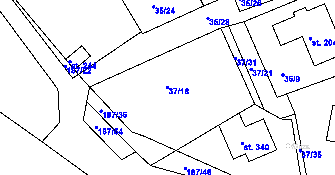 Parcela st. 37/18 v KÚ Tachlovice, Katastrální mapa