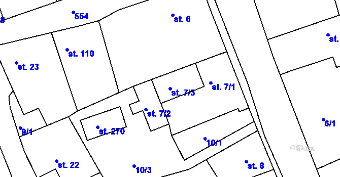 Parcela st. 7/3 v KÚ Tachlovice, Katastrální mapa