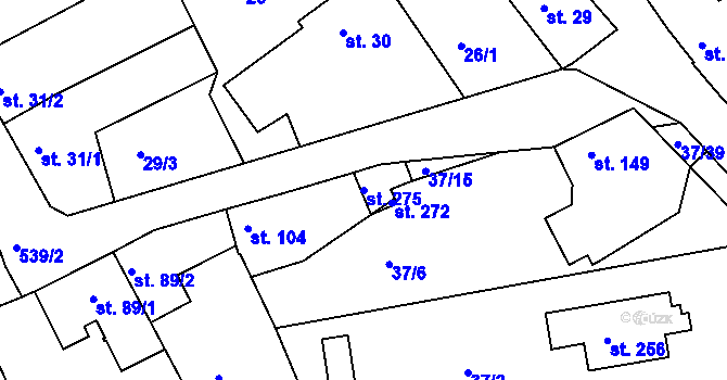 Parcela st. 275 v KÚ Tachlovice, Katastrální mapa