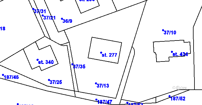 Parcela st. 277 v KÚ Tachlovice, Katastrální mapa