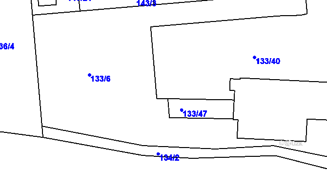 Parcela st. 133/48 v KÚ Tachlovice, Katastrální mapa