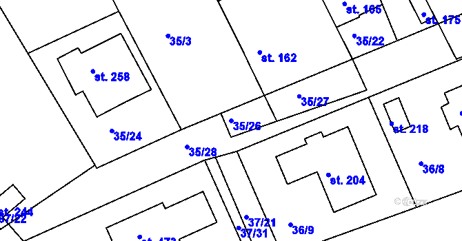 Parcela st. 35/26 v KÚ Tachlovice, Katastrální mapa