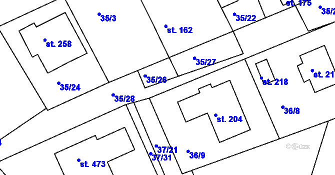 Parcela st. 35/32 v KÚ Tachlovice, Katastrální mapa