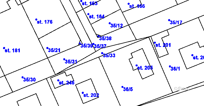 Parcela st. 35/33 v KÚ Tachlovice, Katastrální mapa