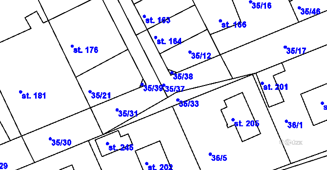Parcela st. 35/37 v KÚ Tachlovice, Katastrální mapa