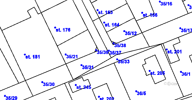 Parcela st. 35/39 v KÚ Tachlovice, Katastrální mapa