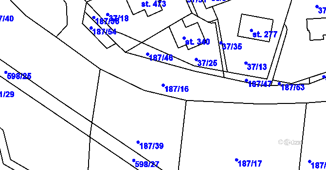 Parcela st. 187/16 v KÚ Tachlovice, Katastrální mapa