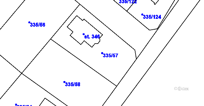 Parcela st. 335/57 v KÚ Tachlovice, Katastrální mapa