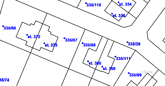 Parcela st. 335/68 v KÚ Tachlovice, Katastrální mapa