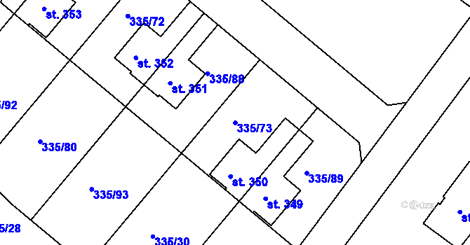 Parcela st. 335/73 v KÚ Tachlovice, Katastrální mapa
