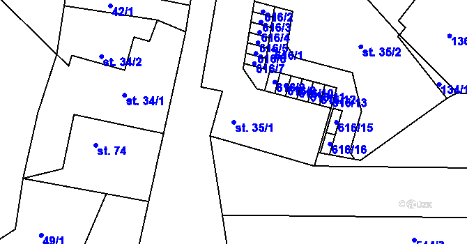 Parcela st. 35/1 v KÚ Tachlovice, Katastrální mapa