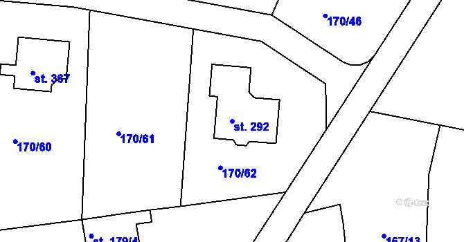 Parcela st. 292 v KÚ Tachlovice, Katastrální mapa