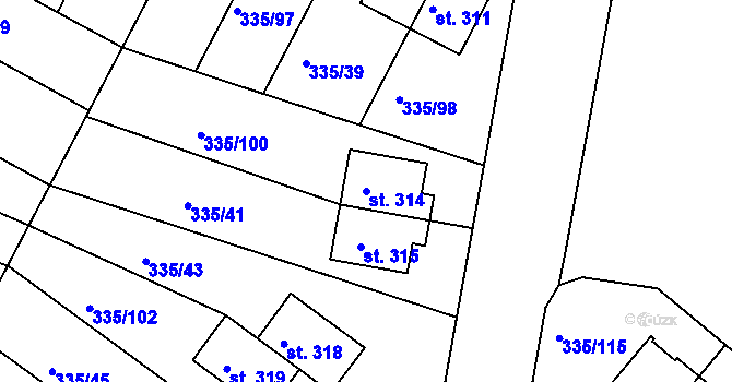 Parcela st. 314 v KÚ Tachlovice, Katastrální mapa