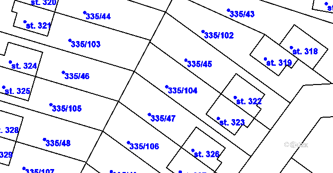 Parcela st. 335/104 v KÚ Tachlovice, Katastrální mapa