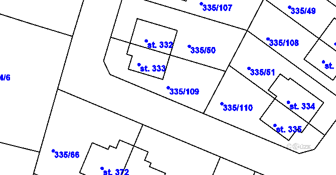 Parcela st. 335/109 v KÚ Tachlovice, Katastrální mapa