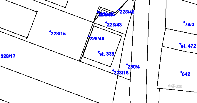 Parcela st. 339 v KÚ Tachlovice, Katastrální mapa