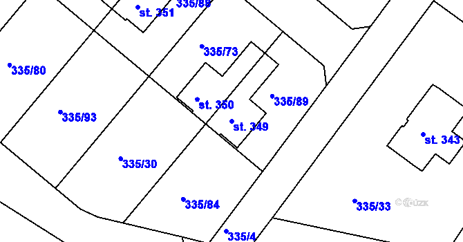 Parcela st. 349 v KÚ Tachlovice, Katastrální mapa
