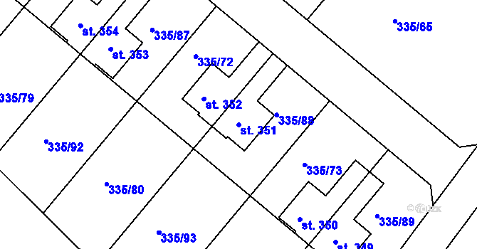 Parcela st. 351 v KÚ Tachlovice, Katastrální mapa