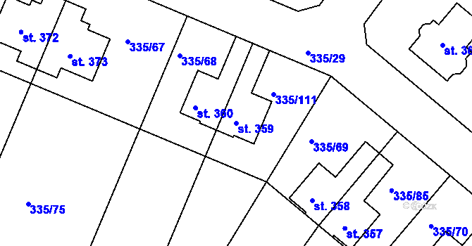 Parcela st. 359 v KÚ Tachlovice, Katastrální mapa