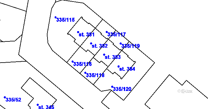 Parcela st. 383 v KÚ Tachlovice, Katastrální mapa