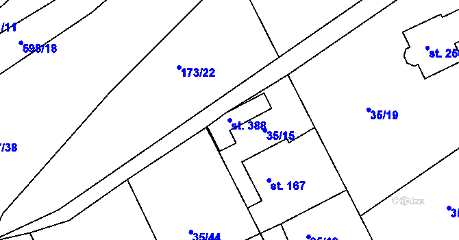 Parcela st. 388 v KÚ Tachlovice, Katastrální mapa