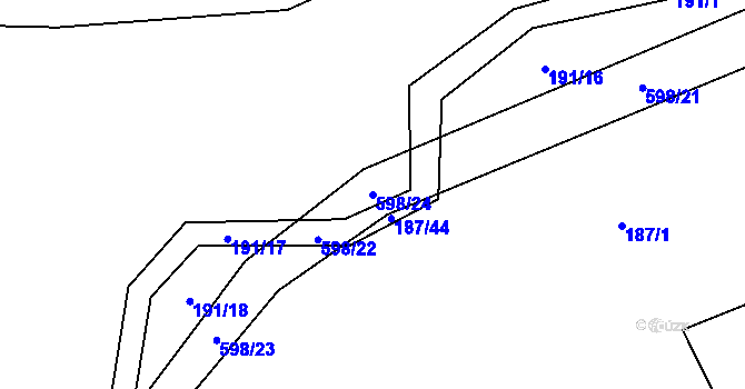 Parcela st. 598/24 v KÚ Tachlovice, Katastrální mapa