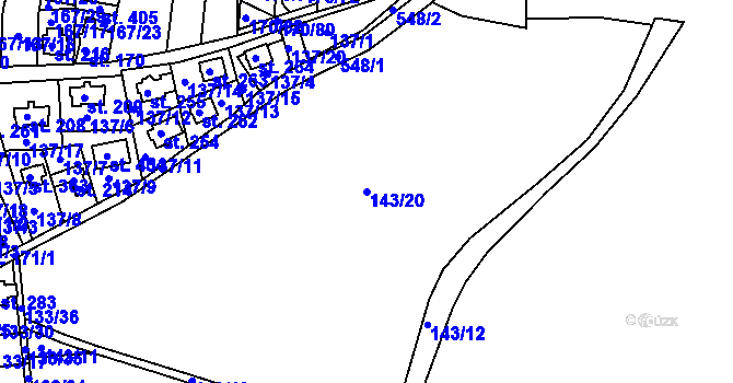 Parcela st. 143/20 v KÚ Tachlovice, Katastrální mapa