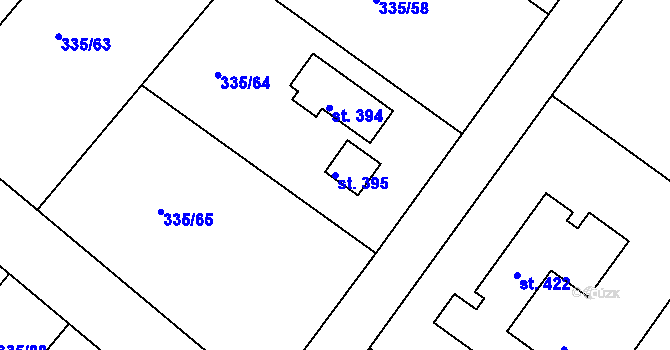 Parcela st. 395 v KÚ Tachlovice, Katastrální mapa