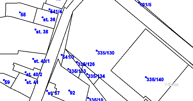Parcela st. 335/130 v KÚ Tachlovice, Katastrální mapa