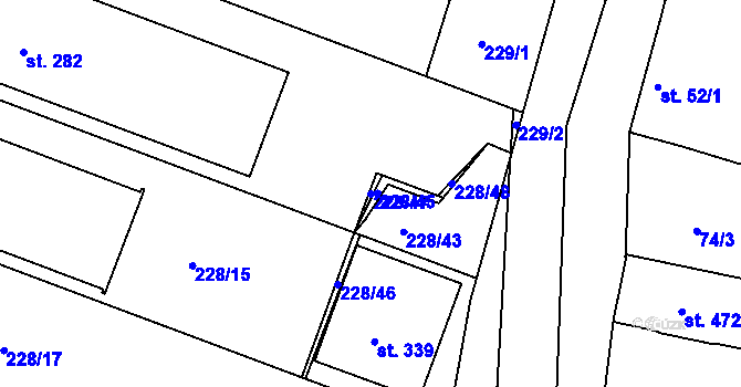 Parcela st. 228/47 v KÚ Tachlovice, Katastrální mapa