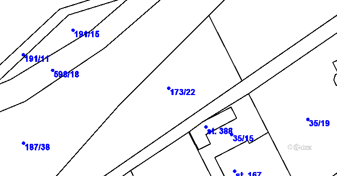 Parcela st. 173/22 v KÚ Tachlovice, Katastrální mapa